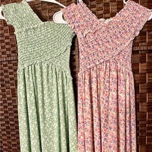 Charming Floral and Green Kids Casual Dresses